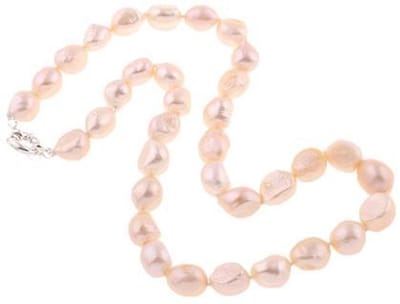 Zoetwaterparel ketting Zola Two - parelketting - echte parels - zalm - oranje - zilver - handgeknoopt - sieraden zakje
