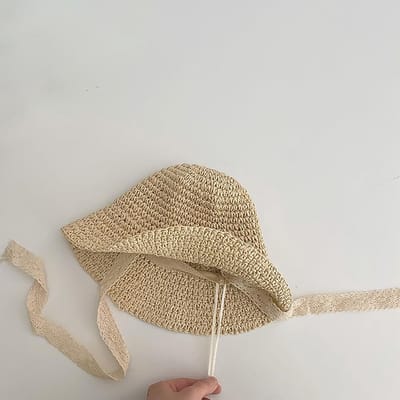 Baby Zonnehoed - Kinder Strohoed - Buiten Bescherming - Verstelbare Kinband - 43-53 cm - Natuurlijk