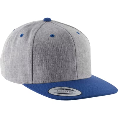 K-up Flexfit pet met platte zonneklep - 6 panelen KP910 - Heather Grey / Royal Blue - One size