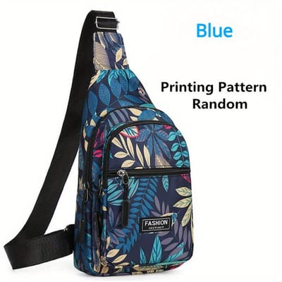 Sac de Poitrine Coloré à Imprimé Floral et Feuilles pour Voyage en Plein Air, Randonnée, Cyclisme, Sac à Bandoulière Sling, Mode Multi-Poches Bandoulière B W6376WW-30X17X6cm black