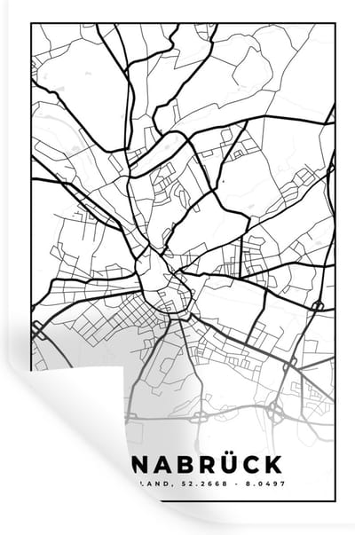 Muurstickers - Sticker Folie - Stadskaart - Osnabrück - Plattegrond - Kaart - 20x30 cm - Plakfolie - Muurstickers Kinderkamer - Zelfklevend Behang - Zelfklevend behangpapier - Stickerfolie