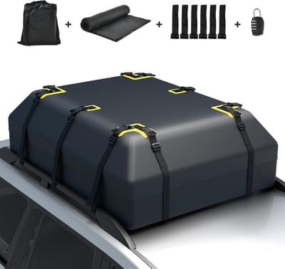Famanu - Dakkoffer 600 liter, waterdicht, met cijferslot, antislipmat en draagtas, geschikt voor SUV – Zwart