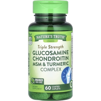 Nature's Truth, Glucosamine Chondroitine MSM en Kurkuma Complex, Drievoudige Sterkte, 60 Omhulde Tabletten