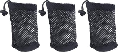 Drie-delige Golfnet Tas van Nylon in Zwart, Handige Organizer voor 12 tot 16 Golfballen, Ideaal voor Training en Opberging