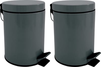 MSV Prullenbak/pedaalemmer - 2x - metaal - donkergrijs - 3 liter - 17 x 25 cm - Badkamer/toilet