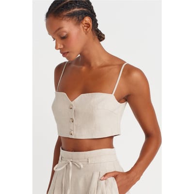 Strapless Crop Linnenmix Korsettop