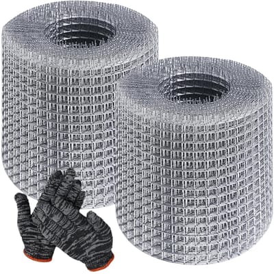 Dailygoods- Draadgaas Roestvrij Staal - 2 Rollen - 10 cm x 8 m - Knaagdierbescherming - Fijnmazig Gaas - Inclusief Handschoenen
