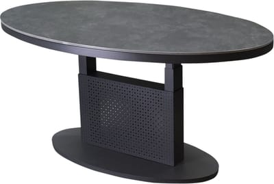 Primitivo lounge diningtafel ovaal 150x90xH51-72cm in hoogte verstelbaar aluminium antraciet