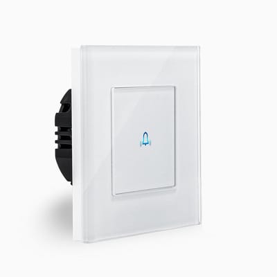 Drukknop Deurbel - Belknop Wandschakelaar - Entree Bediening - Touch Schakelaar - 86 x 86 mm - Wit