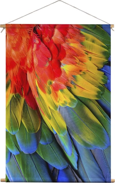 Papegaaien veren | Dieren | Textieldoek | Textielposter | Wanddecoratie | 60CM x 90CM” | Schilderij