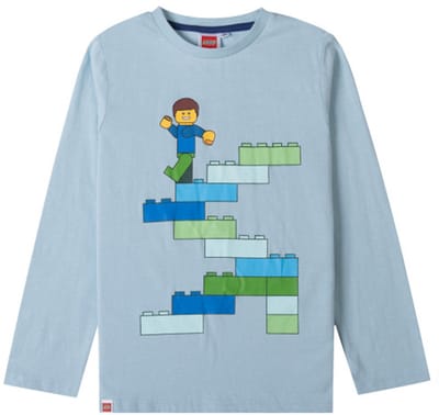 Legoblok Lichtblauw kindershirt met lange mouwen 3 jaar / 98 cm