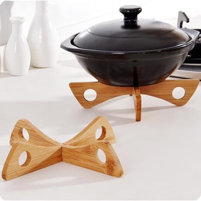 Afneembaar Houten Tafelmat Dienbladrek Keuken Pan Hittegeïsoleerd Koelbord Pannenlappen Gadgethouder black