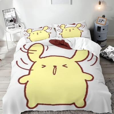 Housse de couette Pompompurin Taie d'oreiller Housse de couette Broderie Linge de lit, Lit simple Lit double Très grand format Ensemble de literie taille normale 70X133cm-2pcs