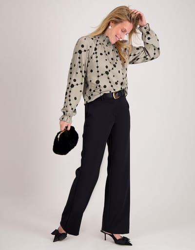 Je m'appelle Travelstof Dames Broek Straight fit Met stretch - Zwart - Maat XS
