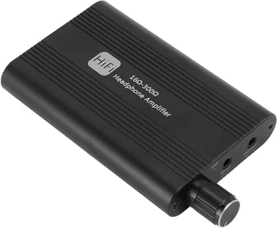 Draagbare hoofdtelefoonversterker met 2-traps versterkingsschakelaar en superieure geluidskwaliteit - 16 tot 300 Ohm - 3,5 mm AUX-ingang - Oplaadbare batterij - Brede compatibiliteit