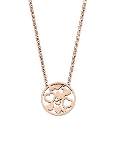 CO88 Collection Inspirational 8CN-26111 Stalen Collier met Hanger - Hartjes 15 mm - Lengte 40 + 5 cm - Rosékleurig