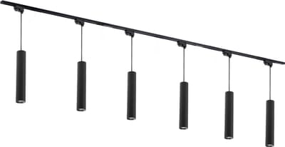 Qub Focus Railverlichting - Zwart - 300 cm - I-Vorm - 6x Hanglampen - Dimbaar - Complete Set