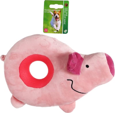 Boon Hondenspeelgoed Donut Varken Pluche + Piep 33cm Roze