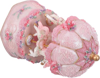 Draaiende Muziekdoos - Draaimolen Decoratie - Feestelijke Sfeer - Veranderende Kleuren - 16.5 x 9.4 cm - Roze