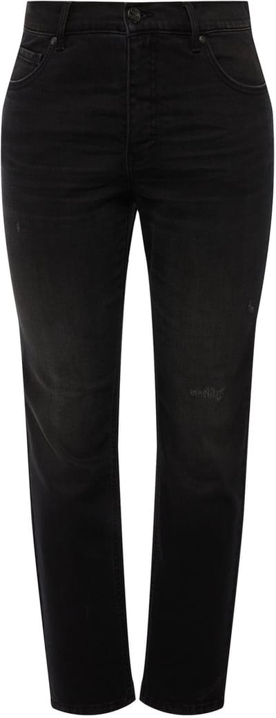 Ulla Popken - Dames - Jeans Sammy destroyed effecten smalle pijpen - Zwart - Maat 42