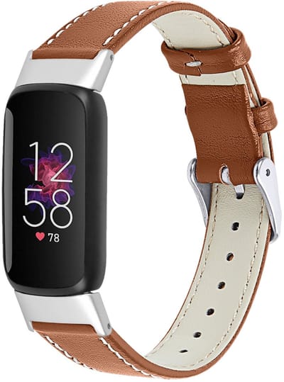 Strap-it Modern leren bandje met gespsluiting - geschikt voor Fitbit Luxe (bruin)