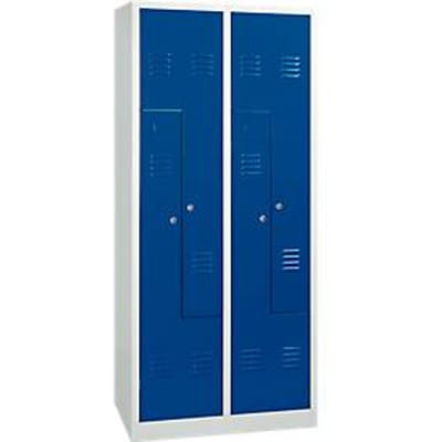 Kledinglocker, 4 compartimenten, met fitting, B 800 x H 1800 mm draaigrendelslot, lichtgrijs/gentiaanblauw