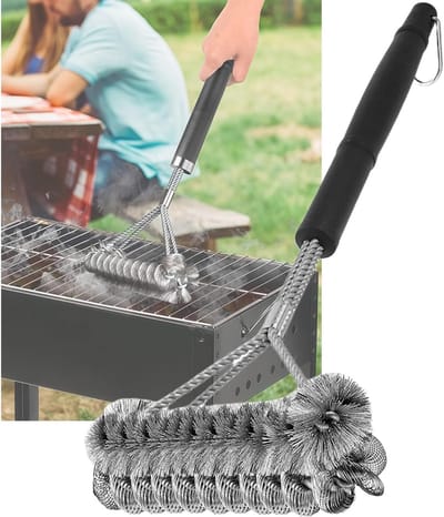 SnelShoppen - Grillborstel voor Gietijzeren Grillrooster, Rvs Grillborstel met Lange Hittebestendige Handgreep, Draadborstel voor Gasgrill, Houtskoolg