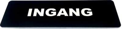 Deurbordje met tekst Ingang - 150 x 50 mm (incl. dubbelzijdige tape) - zwart / wit | Geborstelde RVS-look toplaag | Gratis Verzending