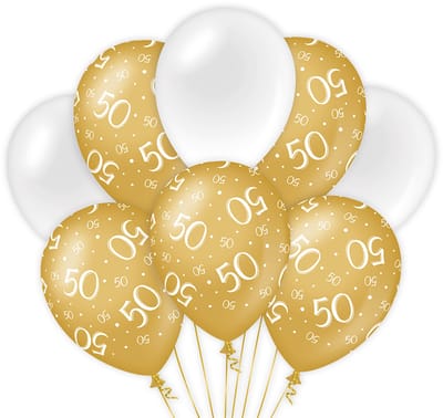 BTH - Latex Ballonnen - 50 Jaar - Goud-Wit - Ballonnen - Verjaardag - 50 Jaar Abraham - 50 Jaar Sarah - 50 Jaar Getrouwd