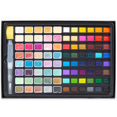H&B Waterverfset 88 kleuren Professionele kunstbenodigdheden inclusief 40 parelmoer en 48 88 colors veelkleurig