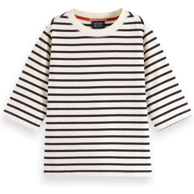 Scotch & Soda Girl Denim Washed Breton T-shirt With Wrap Details Blue Whit Taglia: 4 | T-shirt Outlet | kids | Blu