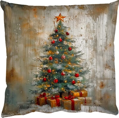 Sierkussens - Kussentjes Woonkamer - 50x50 cm - Kerstboom - Vintage - Kerst - Cadeau - Kerstdecoratie voor binnen - Kerstversiering woonkamer decoratie - Kerstmis versiering in huis - Christmas decorations - Kerstaccessoires
