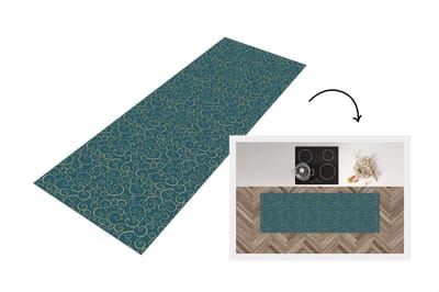 Keukenloper - Loper keuken - Patroon - Golven - Spiraal - 150x50 cm - Keukenloper vinyl
