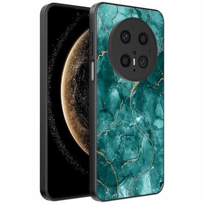 Geschikt voor Huawei Mate 70 Telefoonhoesje met marmer opdruk - TPU backcover case marble design - Goud Groen - Smartphonica geschikt voor Huawei Mate 70