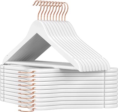 Houten Kleerhangers Set van 20 in Wit