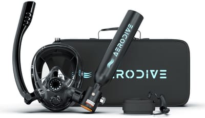 AeroDive - T500 + Masker V2 (Incl. opbergtas) - Hervulbaar - Mini duikfles - Mini scuba tank - Duiktank - Duikfles pomp - 10/12 min Gebruiksduur - Eu Gecertificeerd