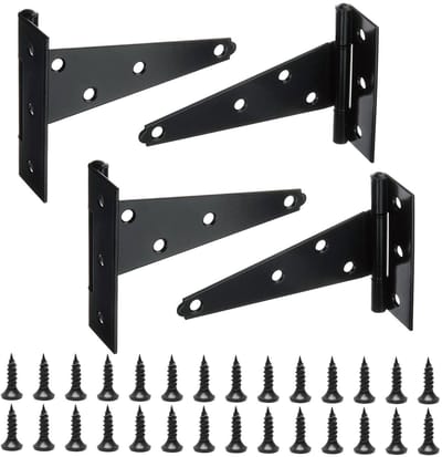 Dailygoods - T-vormige Scharnieren - 4 Stuks, 150 mm, Zwart voor Deuren en Kasten