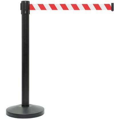 GJ Floors - Afzetpaal met trekband | Zwart - Rood-Wit - Hoogte: 92 cm - Lengte: 200 cm - Steel diameter: 5,1 cm