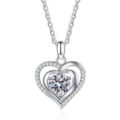 925 Sterling Zilver Liefde Ketting Zilver Mosan Diamond Sleutelbeen Hanger Verjaardagscadeau voor Vriendin Sieraden white