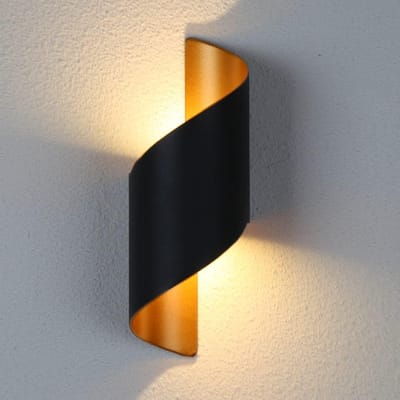 Moderne wandlamp zwart met spiraalvorm voor binnen en buiten, 10W LED, warmwit licht