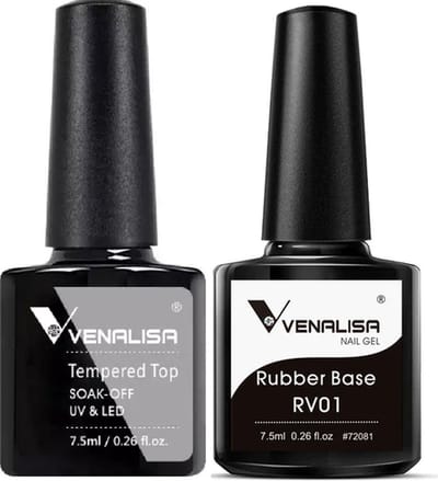 Venalisa Top en Rubber Base Coat UV Gellak Set - 15 ml (2x 7.5 ml) - Gellak Starterspakket - Gellak Top Coat - Gellak Rubber Base Coat - Gellak Set - Venalisa Gellak - Gellak Nagellak
