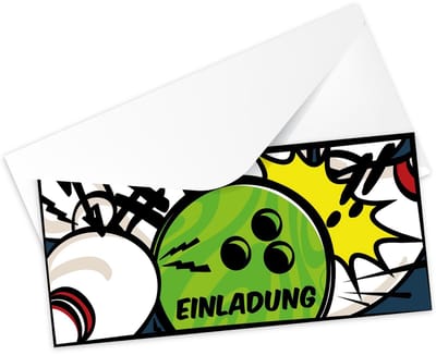 Dailygoods- Uitnodigingskaarten 12 stuks - Verjaardagsuitnodiging - Kinderfeestje - Bowling/Kegels - Feest - Extra stabiel