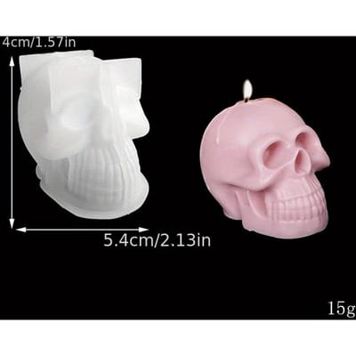 Moule Drop Têtes de Mort Grandes, Moyennes et Petites Forme de Tête de Mort en Silicone Ornements Bougies Savon Fait Main Silicone S white