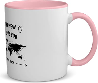 Akyol - nephew i love you this much koffiemok - theemok - roze - Neef - geweldige neef - liefste neef - verjaardag - cadeau - kado - bedankje - geschenk - 350 ML inhoud