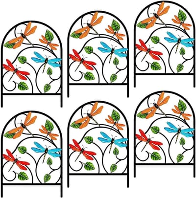 Metalen Tuinafscheiding - Tuinhek Panel - Planten Beschermen - Boogvormig Decoratief - 6 Stuks - Zwart