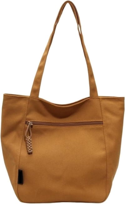 Canvas Draagtas - Textuur Tas - Dagelijks Gebruik - Meerdere Zakken - 38x17x34cm - Beige
