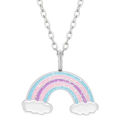 WeLoveSilver - zilveren ketting - meisjesketting regenboog met glitters