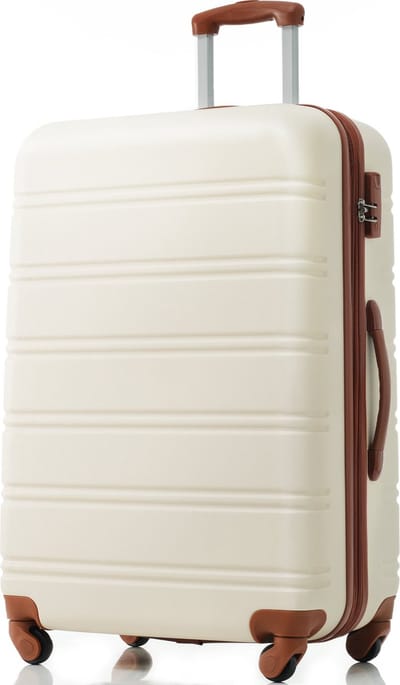 Merax Hardcase Koffer - Handbagage - 4 Wielen - ABS-Materiaal - 74.5x50.5x31.5 cm - Crèmewit + Bruin