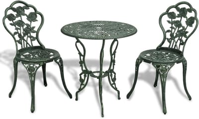 Bistro Set - Tuinmeubelen Set - Buiten Zitten - Bloemenpatroon - 3-Delig - Groen