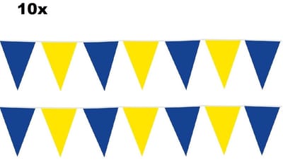 10x Vlaglijn blauw en geel 10 meter - Festival party verjaardag thema